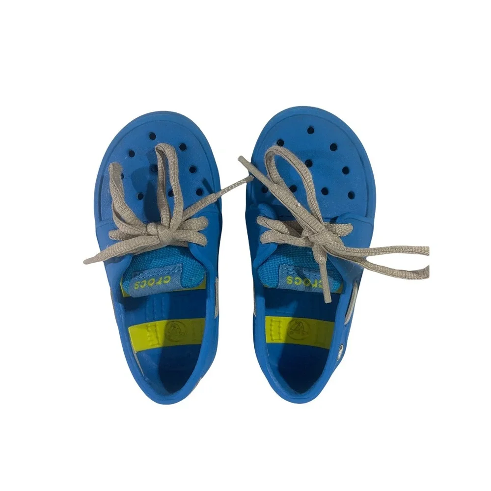 baby‎ CROCS size 7 blue yellow loafer style A1